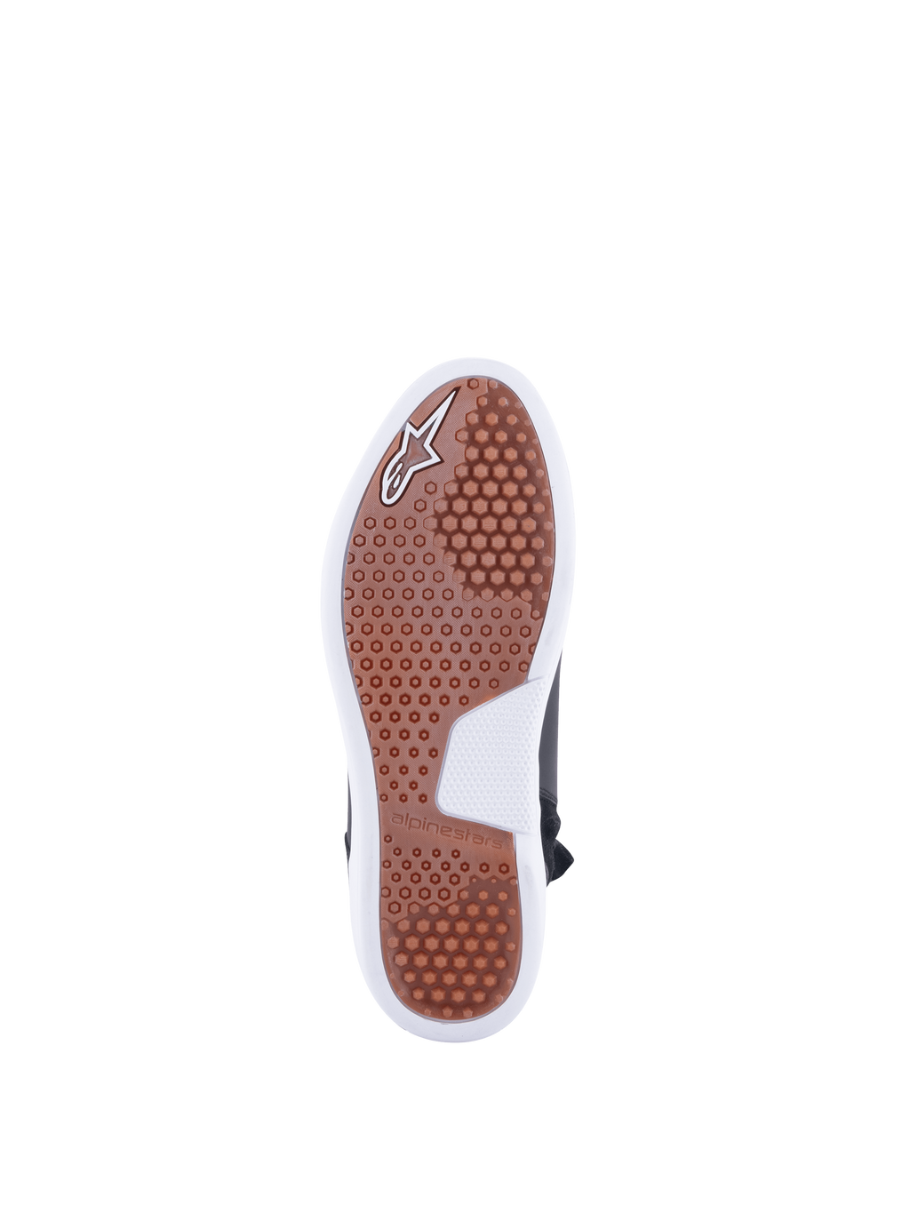 Alpinestars Chrome Drystar sko, urban motorcykelsko til damer, brun gummisål med sekskantet honeycomb-greb.