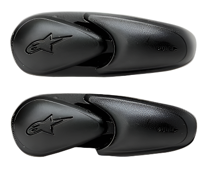 Alpinestars Super SMX 3 Slider, tå-slidere til motorcykelstøvler, sort, mat finish med præget Alpinestars-stjernelogo, reservedel til SMX-3 fodtøj