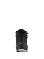Alpinestars CR-X Drystar® Riding Shoes, Rear View, Black Camo Red, featuring a white Astars logo on the heel, padded ankle collar, and a durable sole with red and grey accents.