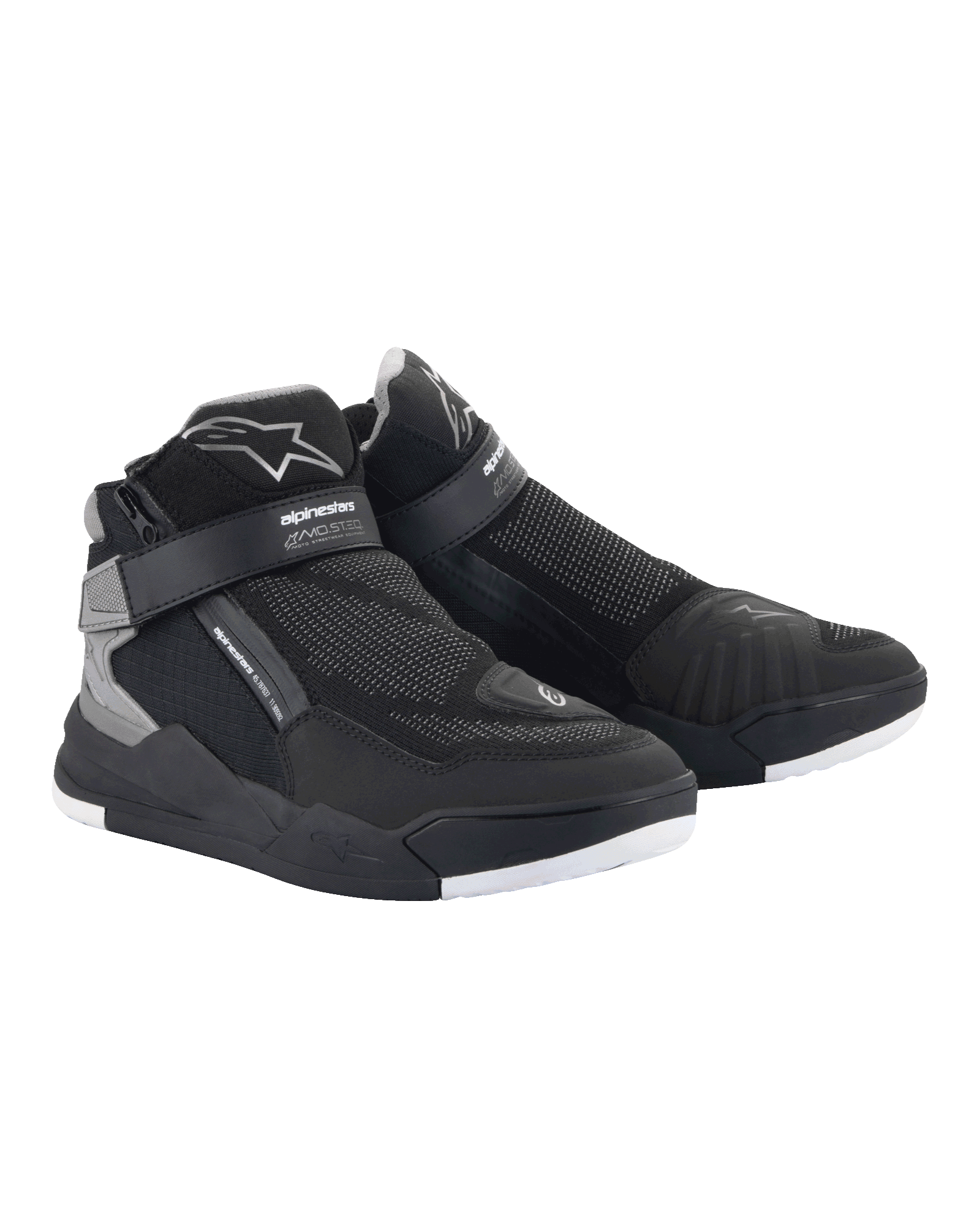 Alpinestars Speedflight Street-sko, sort og gunmetal, urbane motorcykelsko med mesh-overdel og TPU-forstærkninger, lateral lynlåslukning og velcro-ankelrem, moderne sneaker-inspireret design