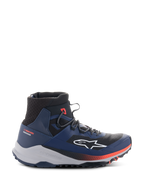Alpinestars Speedforce XR sko, high-top urban motorcykelsneakers, blå og sort med røde detaljer, robust lysegrå sål, mesh-tekstur ved anklen, sideprofil