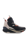 Alpinestars Speedstreet-sko, high-top motorcykelsneakers, sort og beige med Hot Orange-detaljer, street-inspireret mikrofiber-overdel med perforerede detaljer, tyk ergonomisk sål, moderne urbant køredesign med velcrolukning
