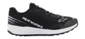 Alpinestars Meta Road V2 sko, sort atletisk fodtøj med en tyk hvid sål, hvidt Alpinestars-branding og stjernelogo, tekstureret mesh-overdel, sorte snørebånd og robust ydersål med greb, letvægts sportsligt design til raceteam-arbejdstøj og hverdagsbrug