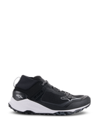 Alpinestars Meta XR V2 Shoes, Sportswear Shoes, Black and White, technical mesh upper with a chunky white midsole and rugged dark gray outsole, sport-casual design with elastic collar and Alpinestars branding