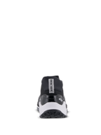 Alpinestars Meta XR V2 Shoes, Sport Casual Shoes, Black White and Dark Gray, rear view showing TPR heel insert and rugged rubber sole, white midsole with black heel counter and Alpinestars logo