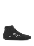 Alpinestars SP V2 sko, auto racing fodtøj, sort ruskind med hvidt Alpinestars stjerne-logo, højhalset profil, snørebinding, ultra-tynd racingsål, strømlinet motorsport-design