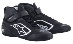 Alpinestars Tech-1 K V2 og Tech-1 K V2 Ungdom kartingsko, sort og hvid, perforeret nubuck-mikrofiber med remme