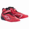Alpinestars Tech-1 KX V2-sko, karting-racersko, rød, sort og hvid, high-top design med velcrostropper, hvid sål, åndbar perforeret konstruktion, professionelt motorsportfodtøj