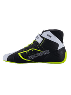 Alpinestars Tech-1 KX V3 sko - FIA, karting-sko, sort, hvid og neon gul, slank profil med ASTARS-branding på siden, justerbar rem og fluorescerende detaljer, letvægts racing-fodtøj