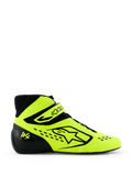 Alpinestars Tech-1 KX V3 karting-sko, gul fluo og sort, sideprofil med markant Alpinestars-logo, justerbar ankelrem og laserskårne perforeringer for åndbarhed, professionelt motorsportsfodtøj.