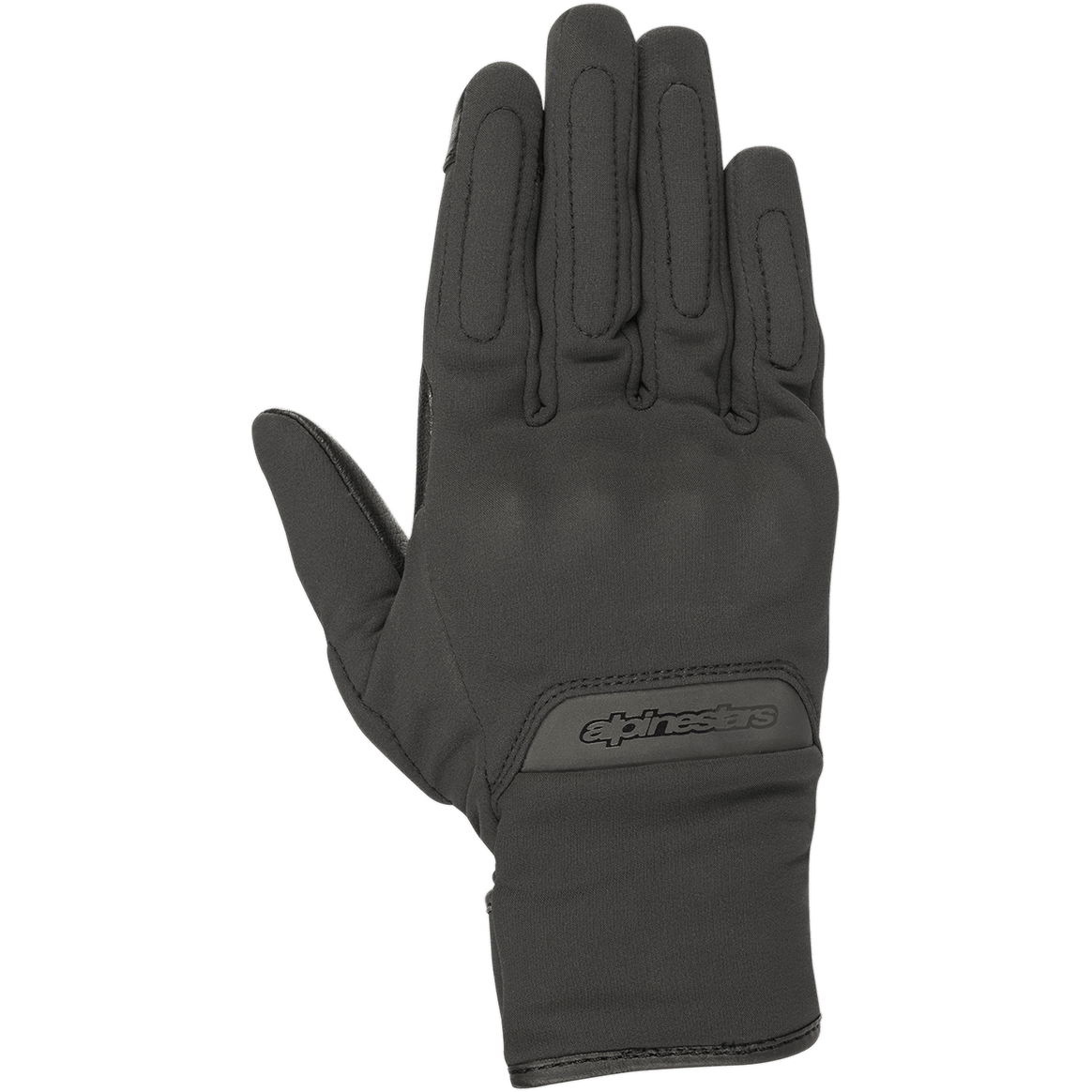 Alpinestars Stella C1 Windstopper V2 handsker, dame urban motorcykelhandsker, sort, set fra håndryggen, diskret integreret knobeskyttelse, præget logo på manchetten, vindtæt GORE-TEX Windstopper tekstil