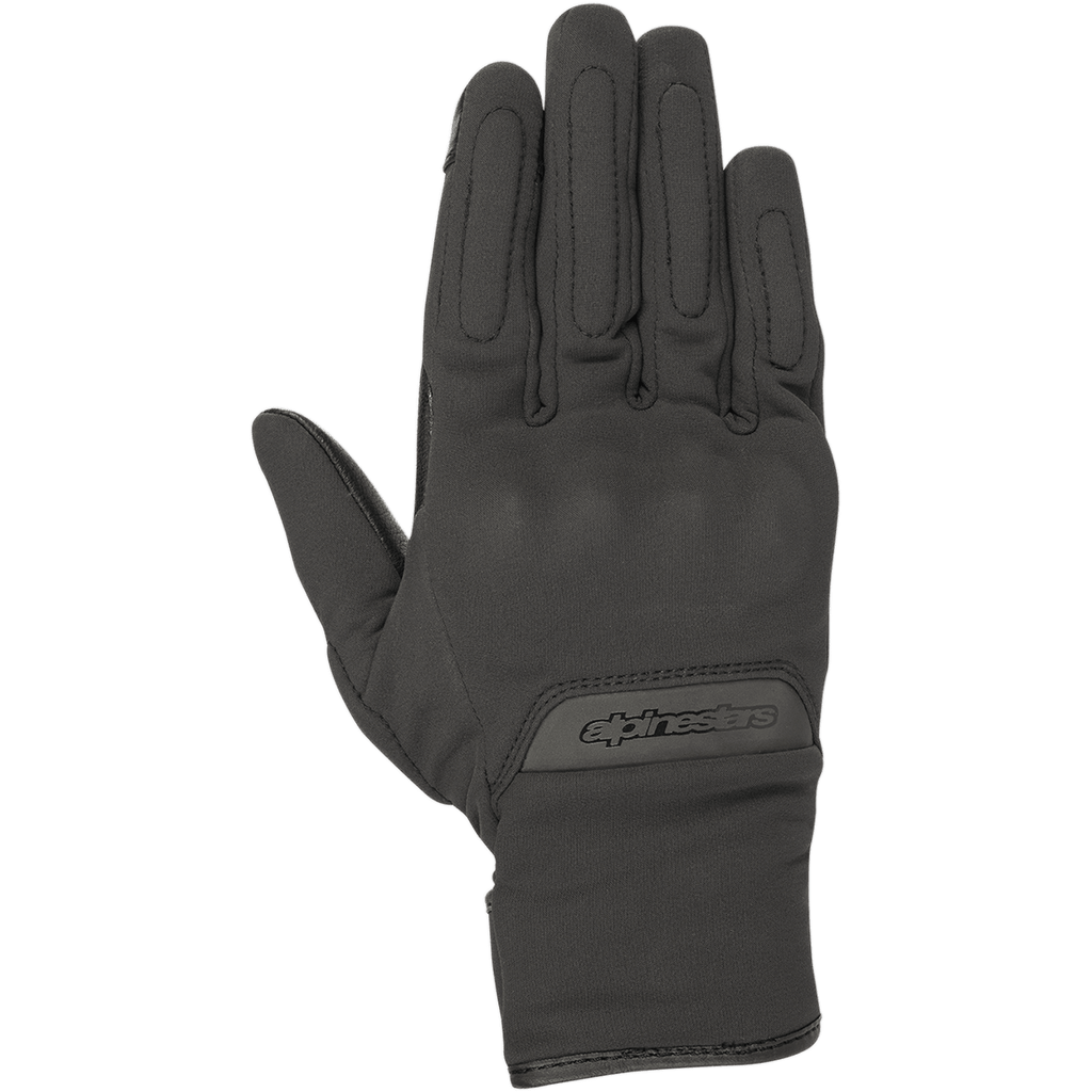 Alpinestars Stella C1 Windstopper V2 handsker, dame urban motorcykelhandsker, sort, set fra håndryggen, diskret integreret knobeskyttelse, præget logo på manchetten, vindtæt GORE-TEX Windstopper tekstil