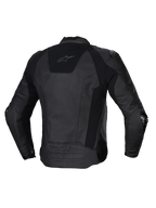 Alpinestars Missile V3 Læderjakke, herre motorcykelracingjakke, set bagfra i sort, premium bovin læder med strækpaneler og CE-certificeret beskyttelse