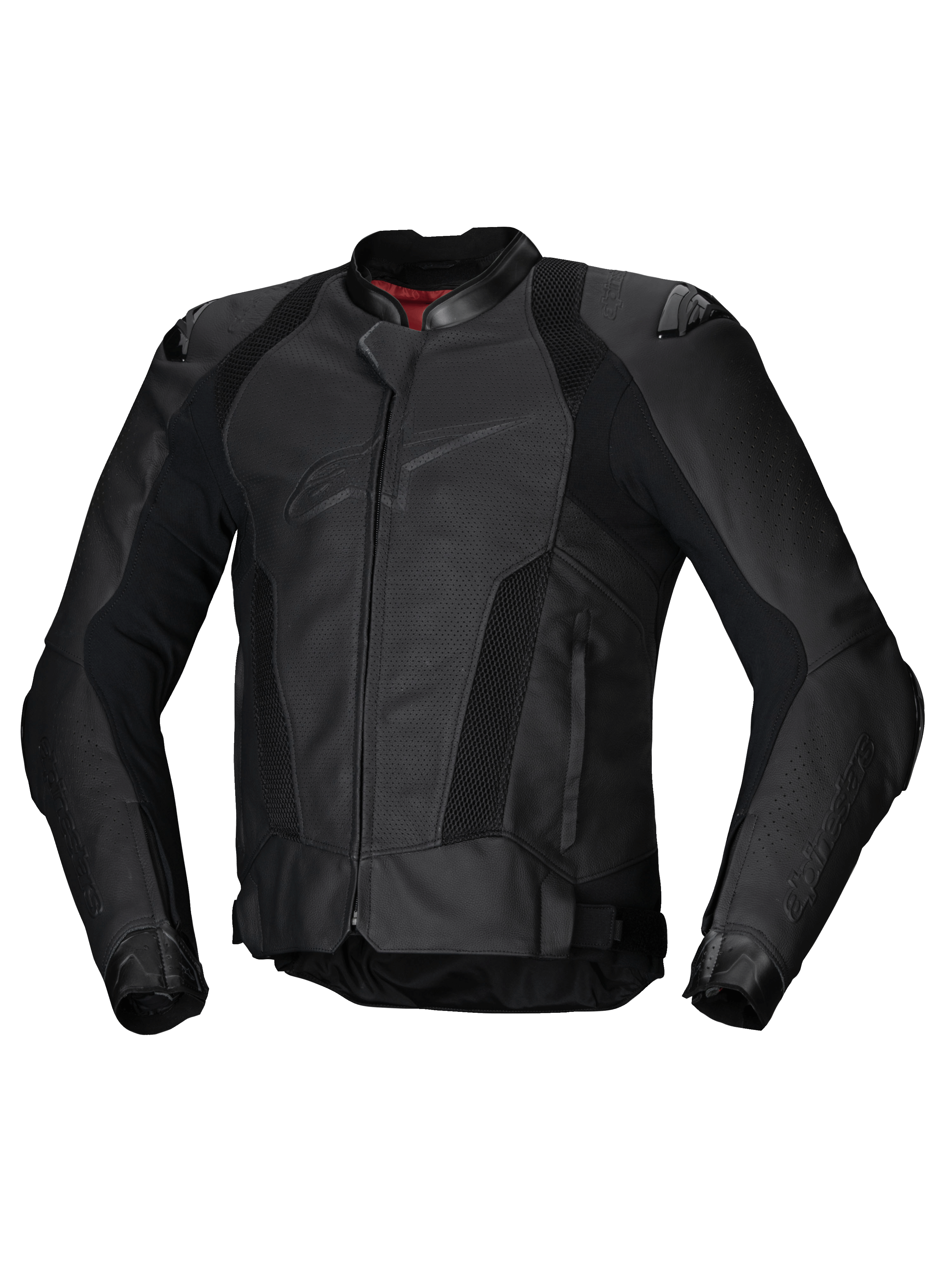 Alpinestars Missile V3 Airflow Læderjakke, herre motorcykelracingjakke, sort, perforeret premium bovin læder med CE-certificering og Tech-Air kompatibilitet