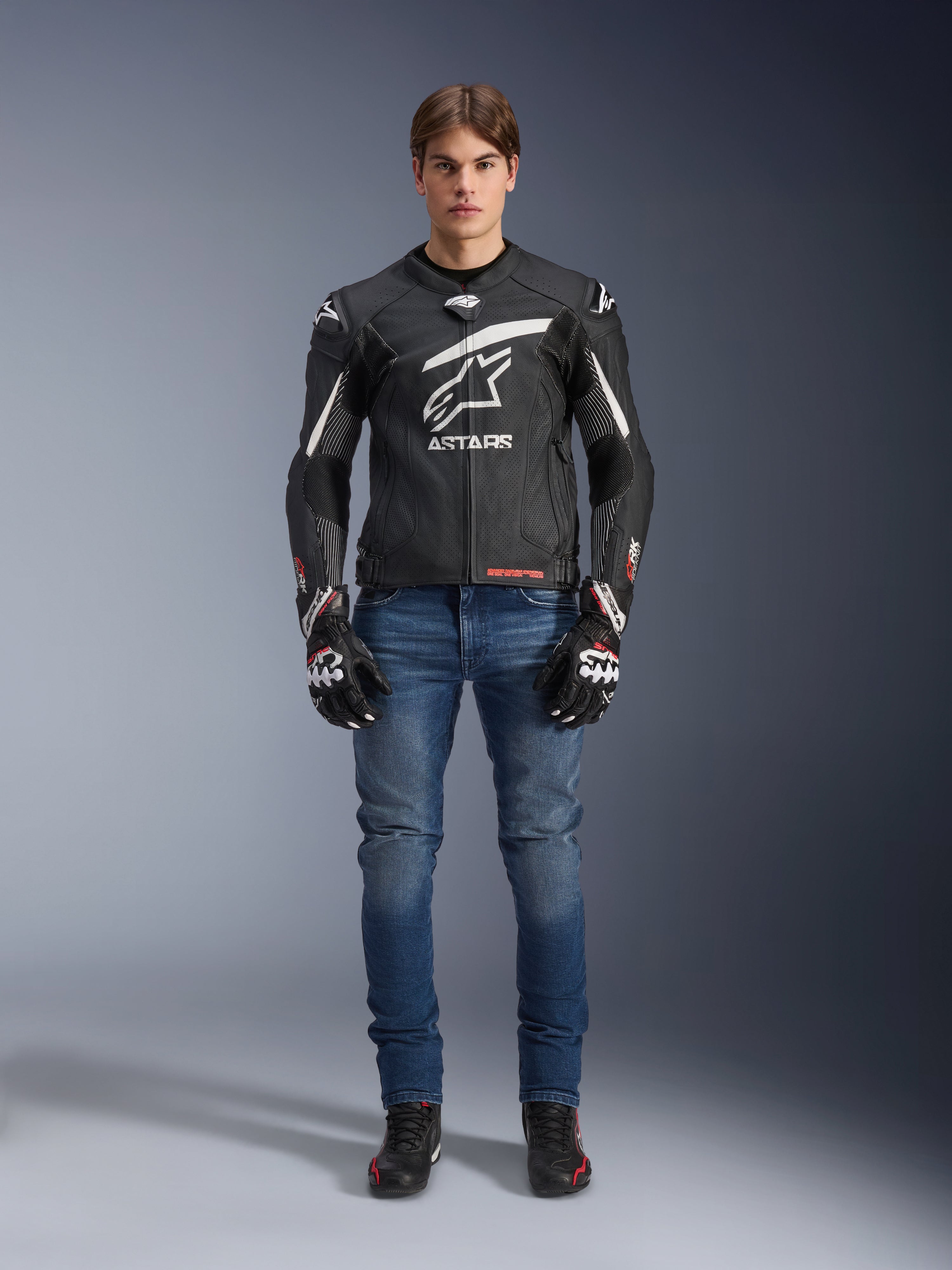 GP Plus R V4 Rideknit - Black White Motorcycle Jacket | Alpinestars®