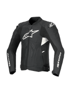Alpinestars Dusk Airflow Læderjakke, herre-motorcykellæderjakke i sort og hvid med omfattende perforeringer, DFS-skulderbeskyttelse og CE-certificering