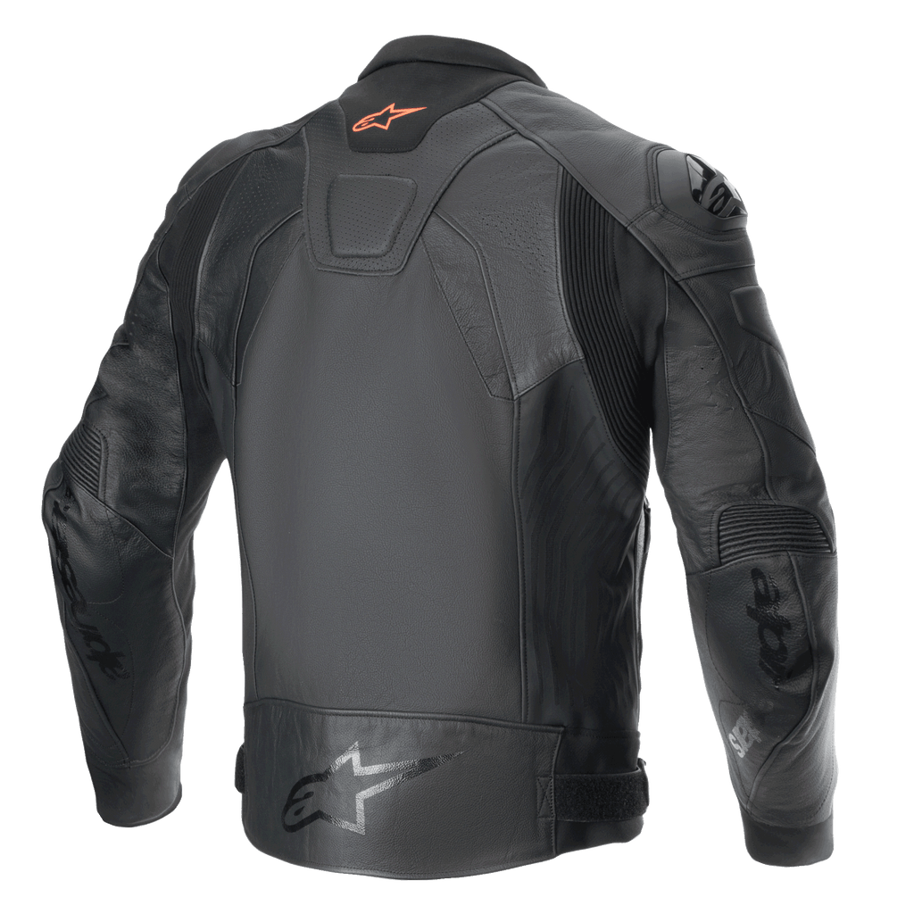 Alpinestars GP Plus R V4 Airflow Læder Jakke, herre-motorcykeljakke, set bagfra i sort, CE-certificeret med race-kvalitets læder og strækpaneler