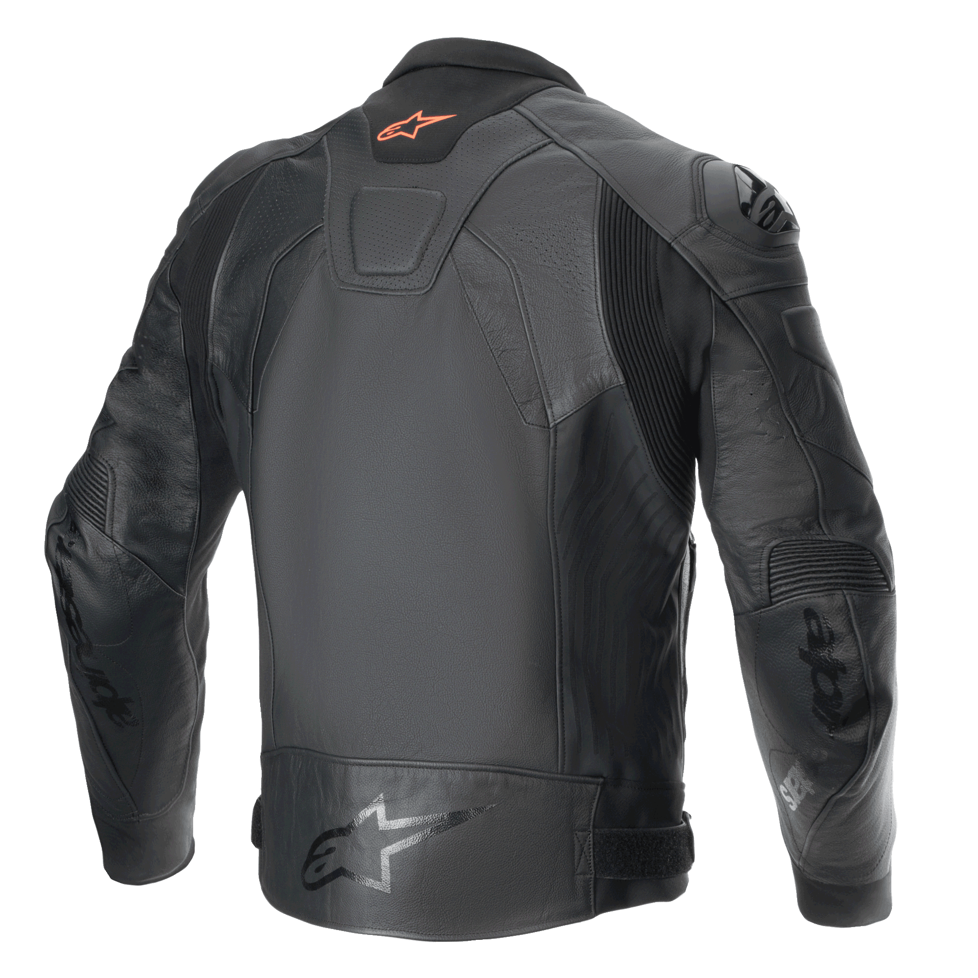 Alpinestars GP Plus R V4 Airflow Læder Jakke, herre-motorcykeljakke, set bagfra i sort, CE-certificeret med race-kvalitets læder og strækpaneler