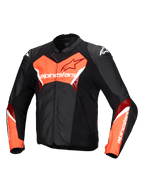 Alpinestars Faster V3 Læder Jakke, herre-motorcykelracingjakke, sort og rød, CE-certificeret med premium læder og strækpaneler