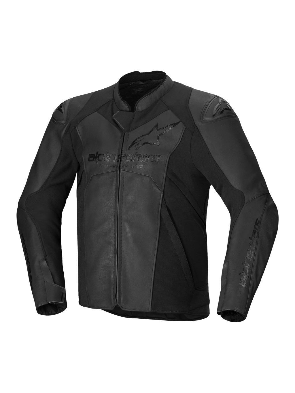 Alpinestars Faster V3 Læderjakke, sort motorcykelracingjakke, CE-certificeret, premium læderkonstruktion med strækpaneler