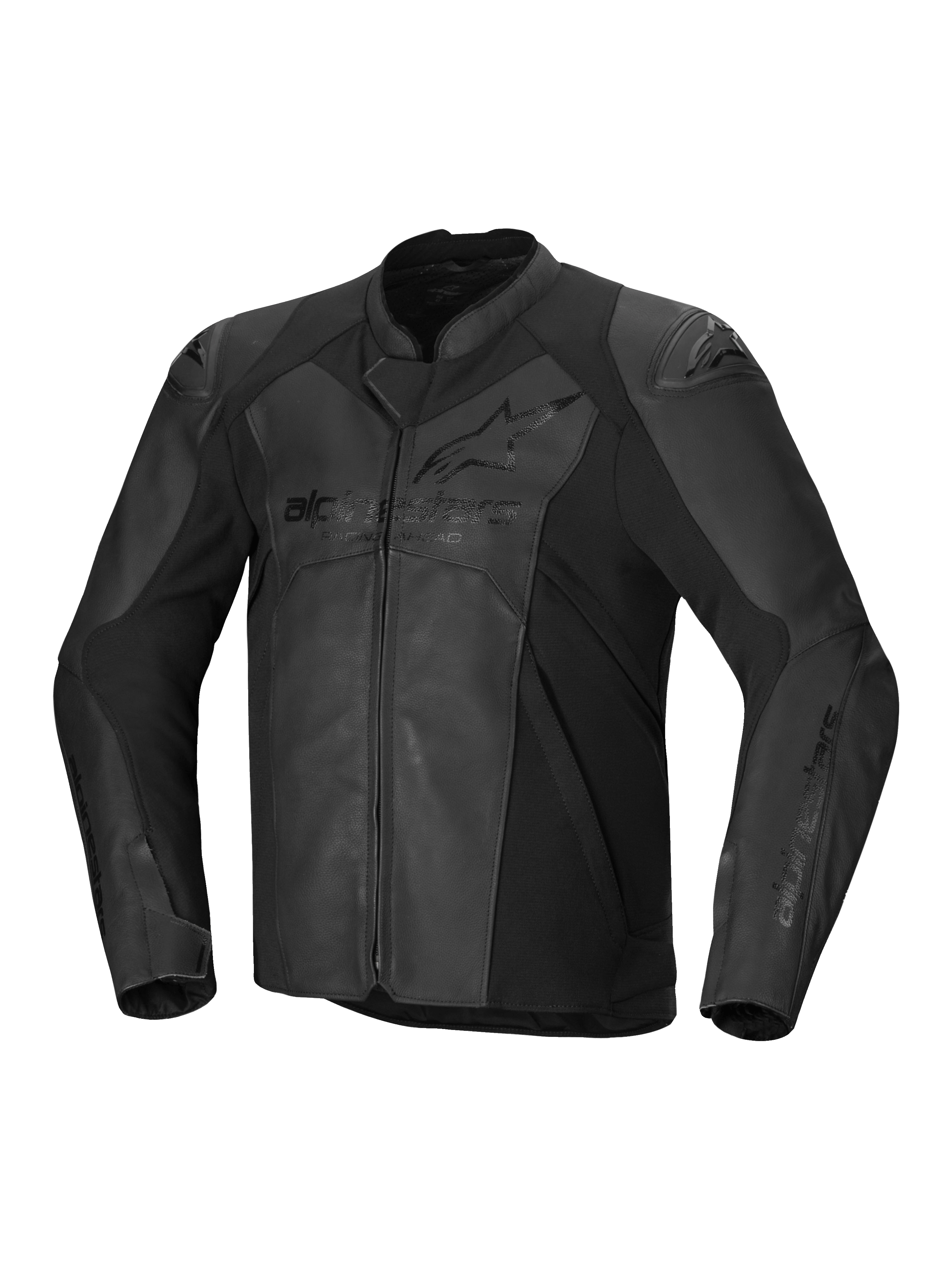 Alpinestars Faster V3 Læderjakke, sort motorcykelracingjakke, CE-certificeret, premium læderkonstruktion med strækpaneler