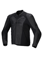 Alpinestars Faster V3 Airflow læderjakke, herre-motorcykeljakke i sort med perforerede paneler og skulderbeskyttelse
