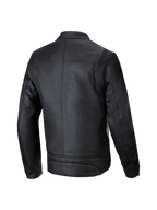 Alpinestars Dyno Leather Jacket, black men's urban motorcycle jacket in premium bovine leather, rear view.