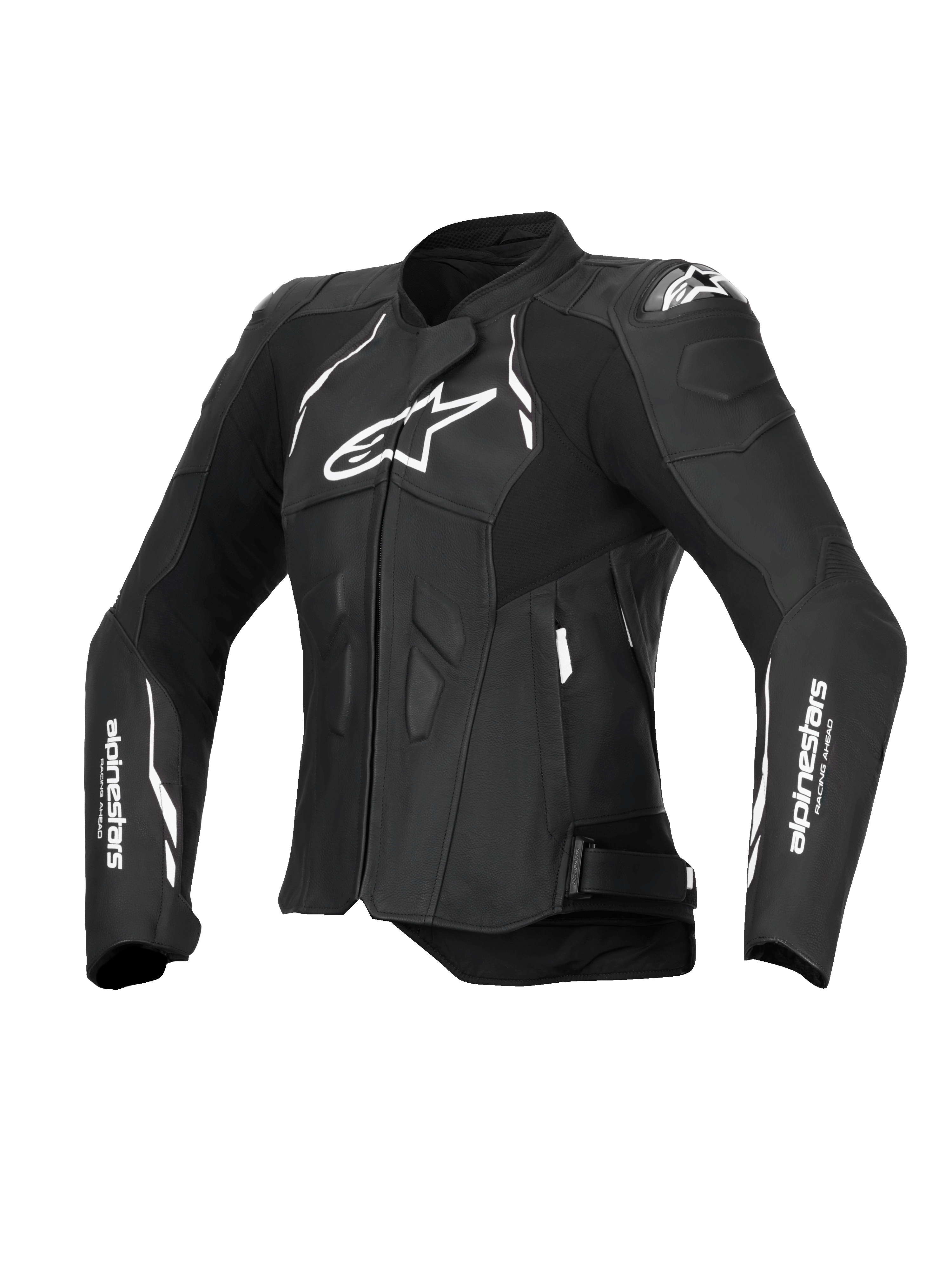 Alpinestars Stella Dusk Leather Jacket, Women's Motorcycle Racing and Sport Leather Jacket, Black and White, CE Certified AA with DFS shoulder protection and Tech-Air ready
