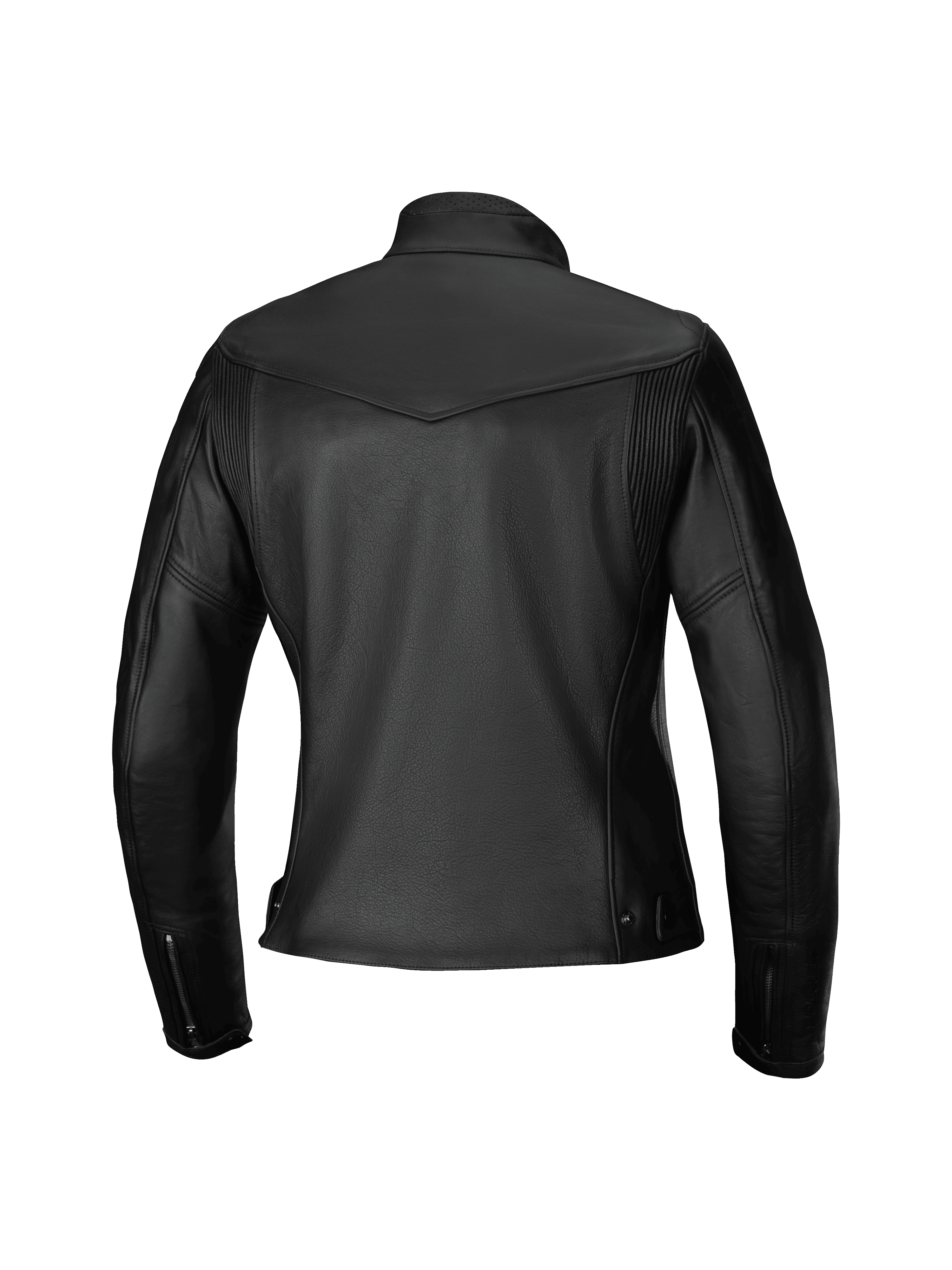 Alpinestars Tory Women Leather Jacket, Motorcycle Jacket, Black, rear view featuring a tailored feminine fit, leather accordion panels on the shoulder blades, zippered cuffs, and premium bovine leather texture.