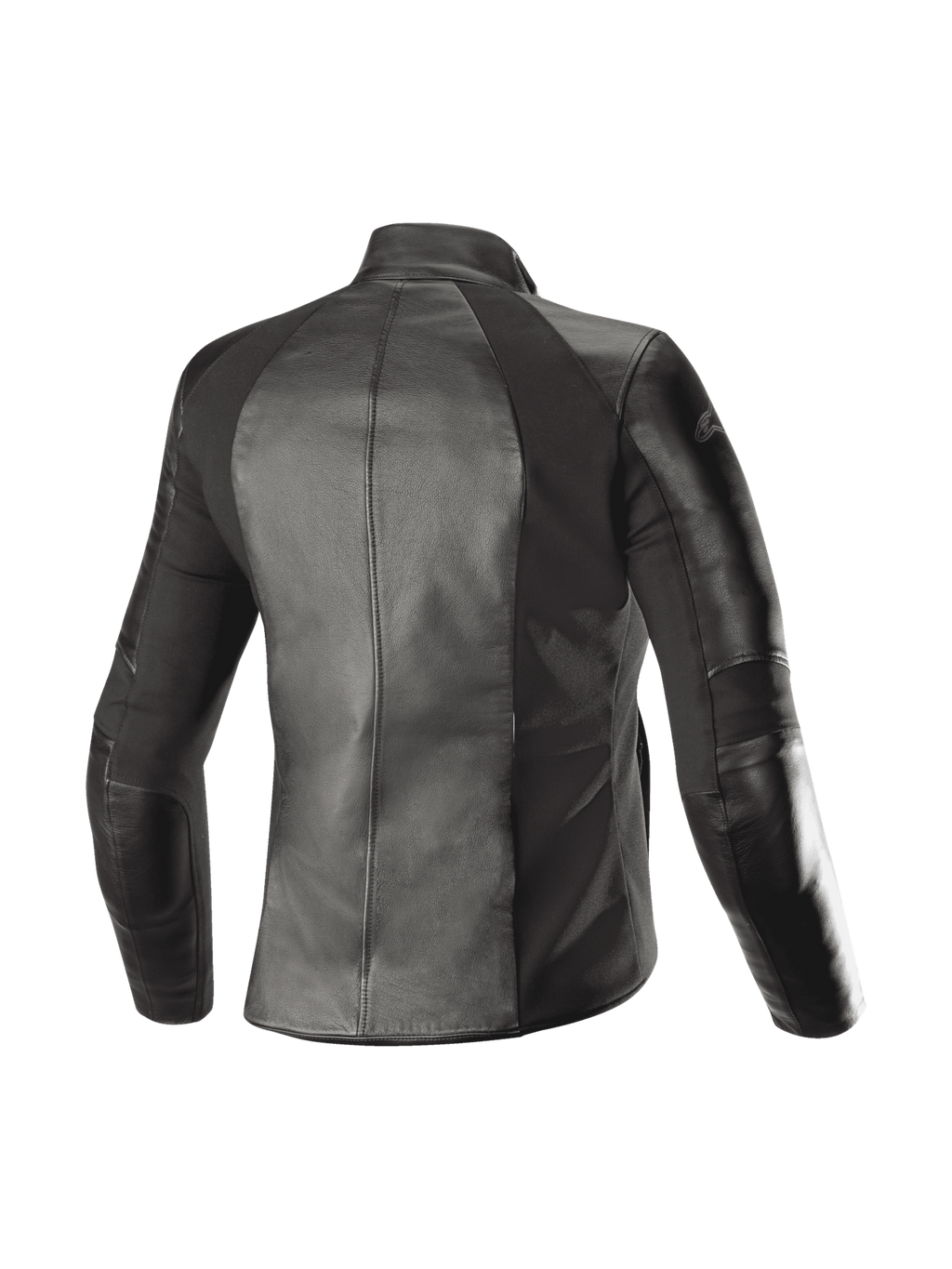 Alpinestars Stella Vika V2 læderjakke, urban motorcykeljakke til damer, sort, fuldnarvet læder med aramid-stretchpaneler, set bagfra