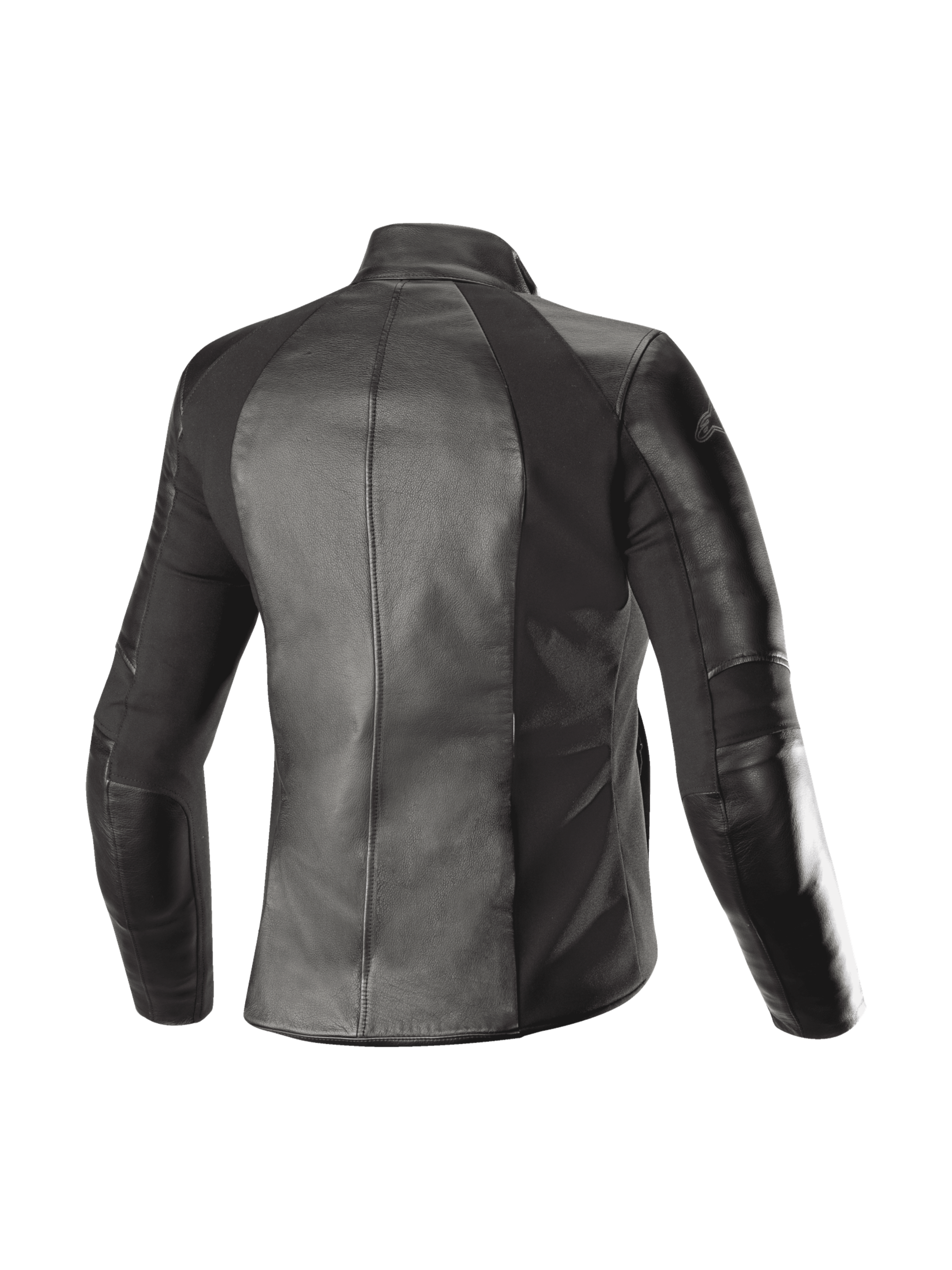 Alpinestars Stella Vika V2 læderjakke, urban motorcykeljakke til damer, sort, fuldnarvet læder med aramid-stretchpaneler, set bagfra