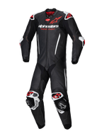 Alpinestars GP-R7 Læderdragt 1-Stk, sort/rød fluo herreracerdragt, 1,3 mm bovinlæder, Tech-Air ready, CE-certificeret AAA.