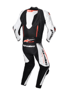 Alpinestars GP-R7 Læderdragt 1-Stk, hvid og sort motorcykelracingdragt, Tech-Air® Ready med aerodynamisk pukkel.