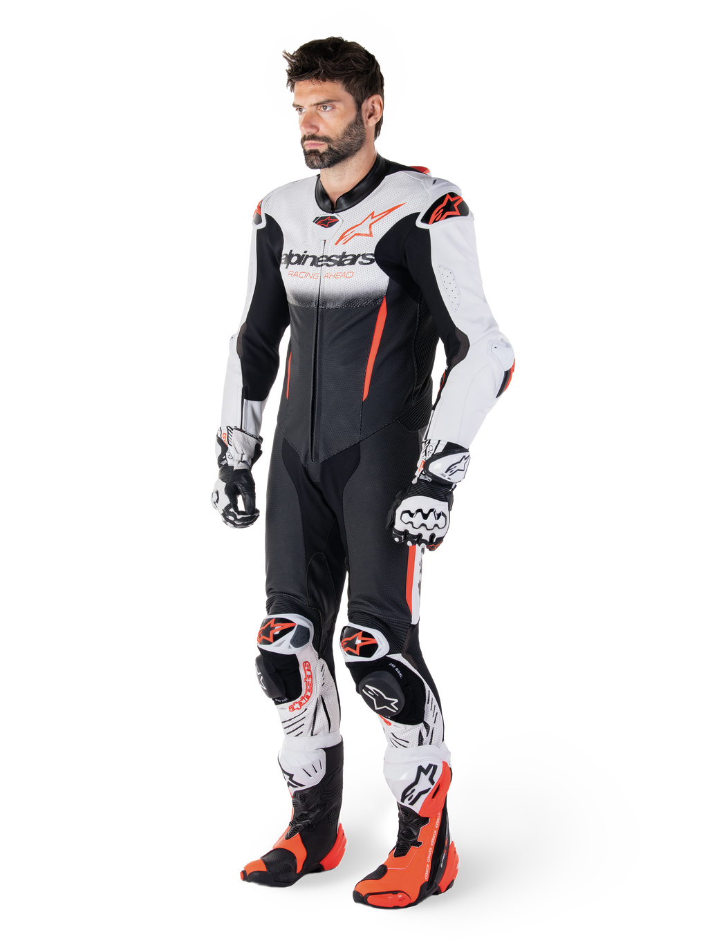 Alpinestars GP-R7 1-stk læderdragt, herre-motorcykelracerdragt, hvid og sort, CE-godkendt AAA, Tech-Air Ready