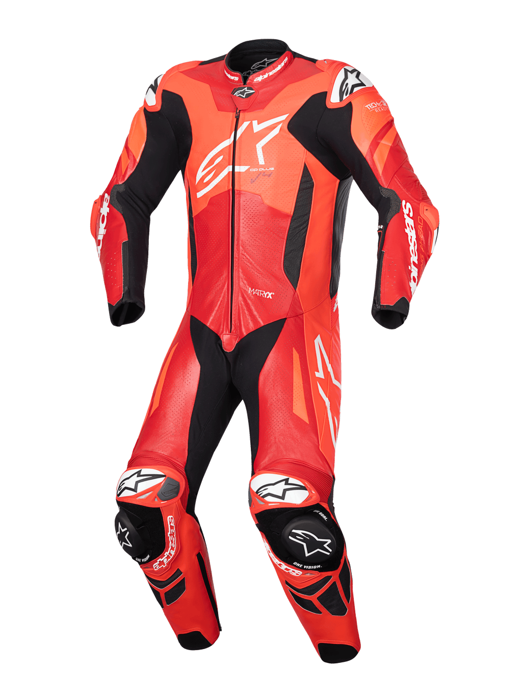 Alpinestars GP Plus V4 Sprint læderdragt, motorcykelracingdragt til herrer, rød og hvid, perforeret premium læder, Tech-Air® ready, AAA-certificeret