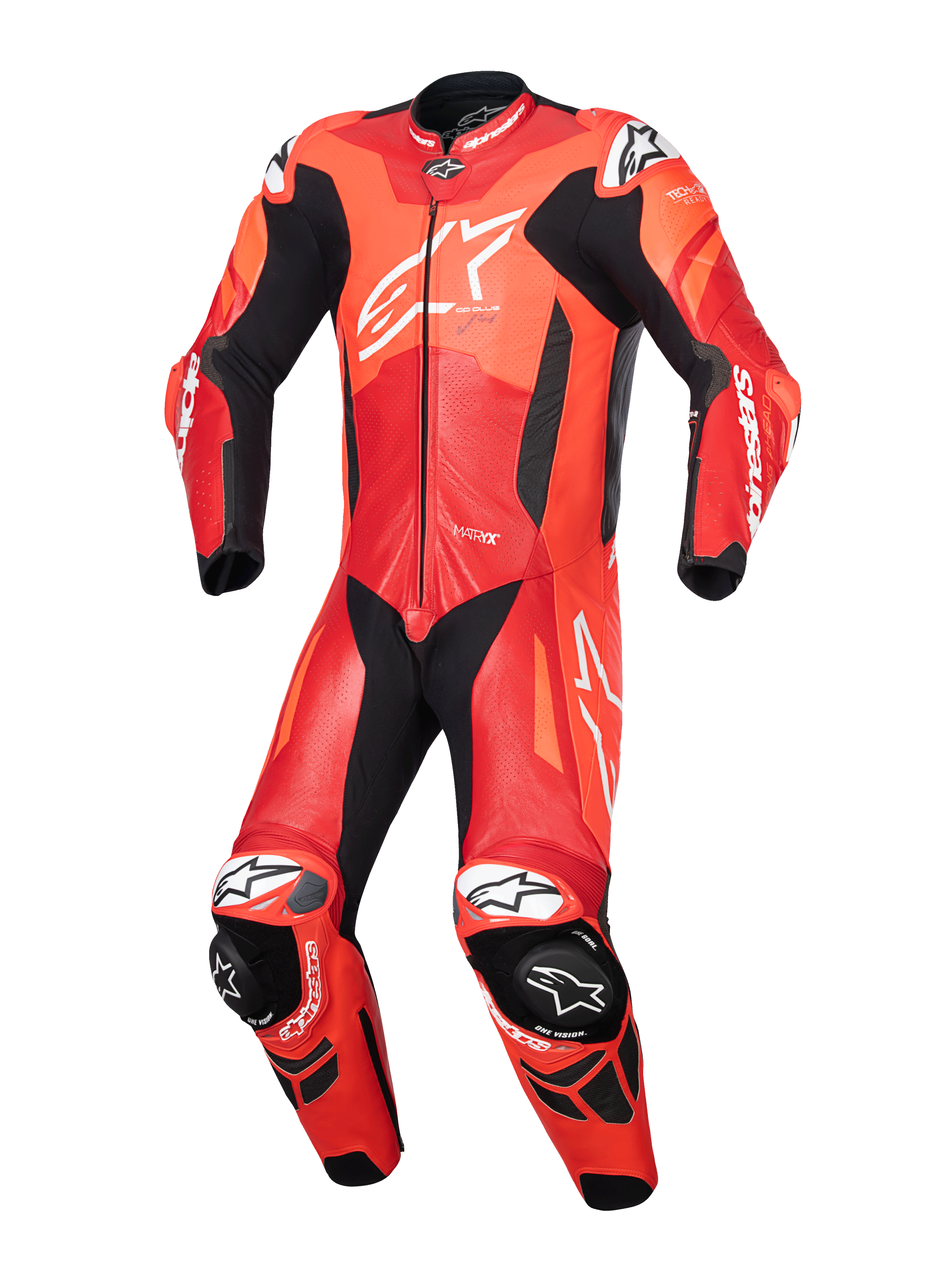 Alpinestars GP Plus V4 Sprint læderdragt, motorcykelracingdragt til herrer, rød og hvid, perforeret premium læder, Tech-Air® ready, AAA-certificeret