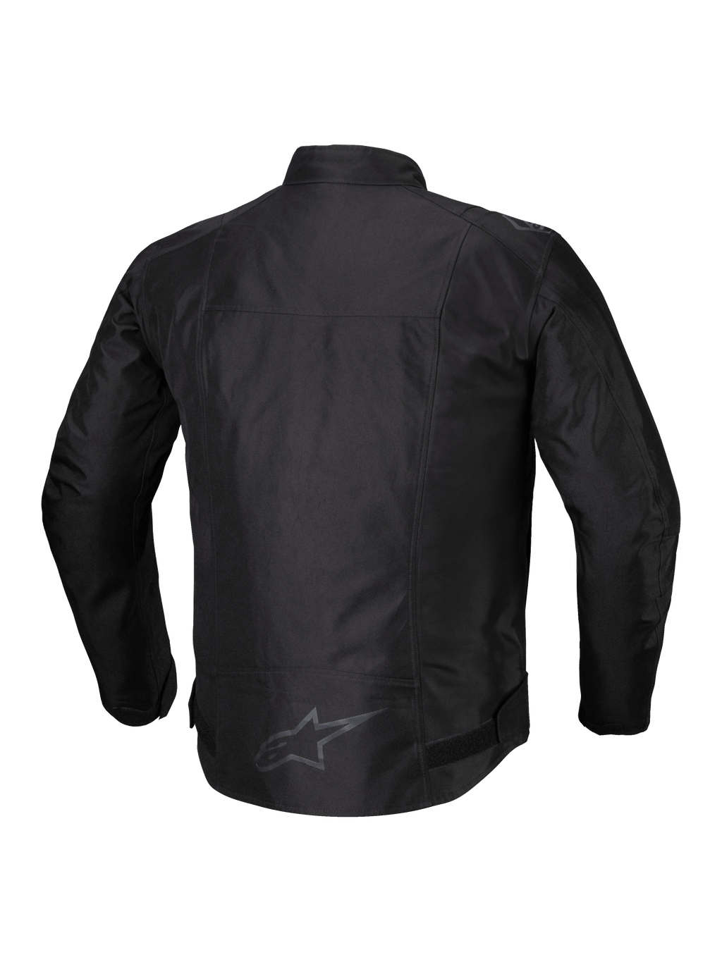 Alpinestars T-SPS V2 Vandtæt Jakke, herre-motorcykeljakke i tekstil, sort, set bagfra med refleksdetaljer og forlænget ryg