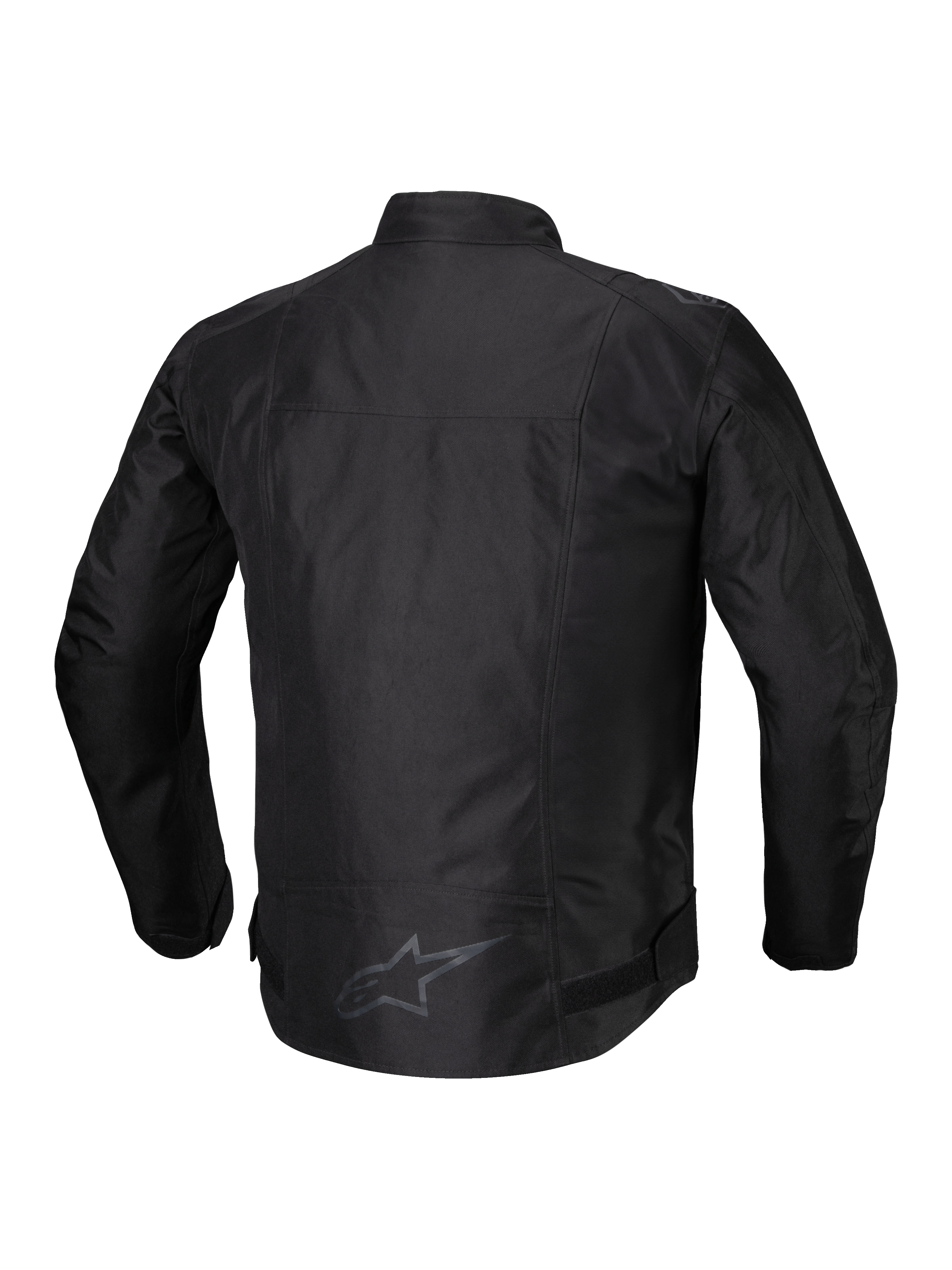 Alpinestars T-SPS V2 Vandtæt Jakke, herre-motorcykeljakke i tekstil, sort, set bagfra med refleksdetaljer og forlænget ryg
