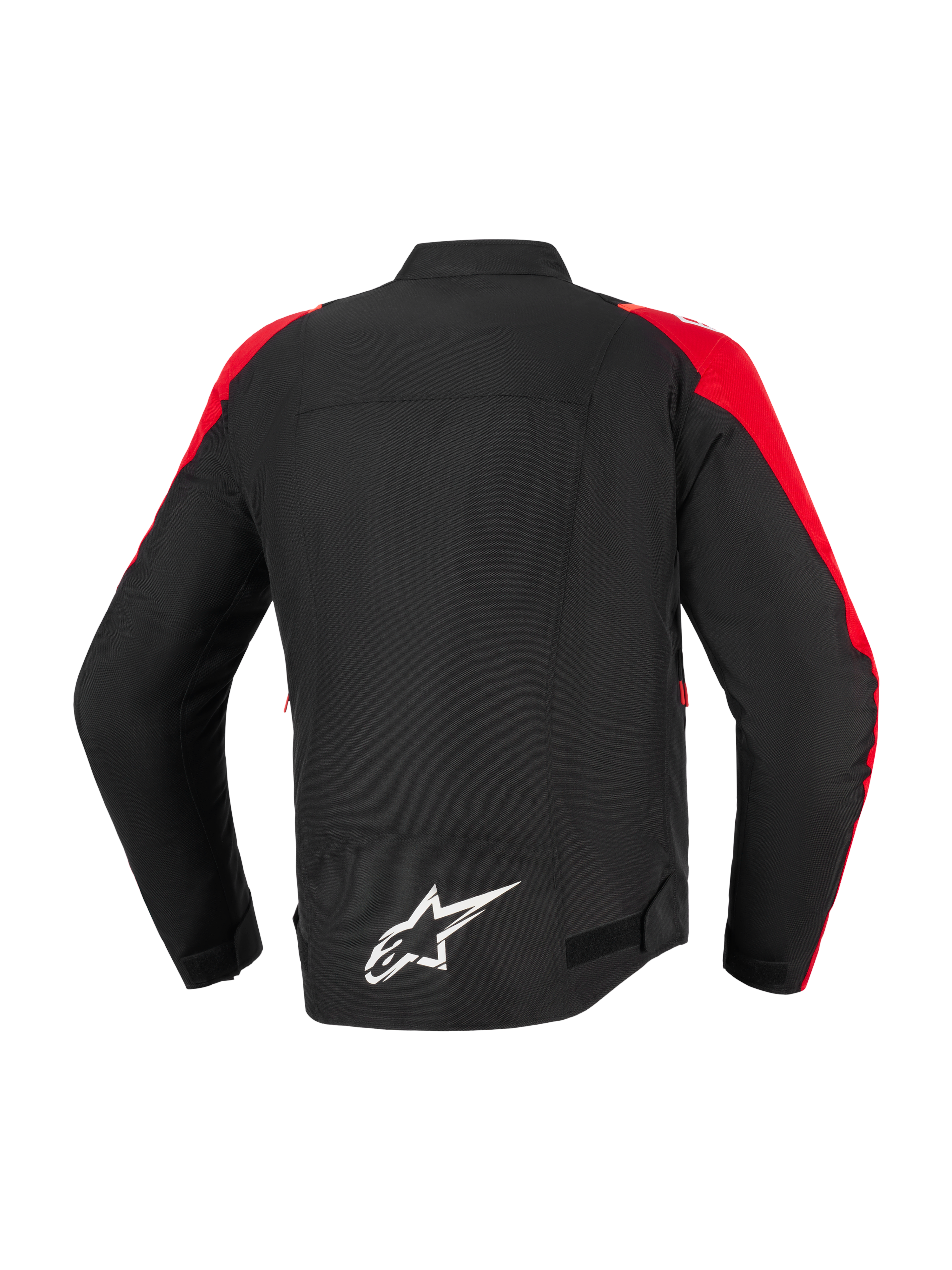 Alpinestars T-SPS V2 Waterproof Jacket, Motorcycle Jacket, Black with Red accents, back view featuring a white Alpinestars logo on the lower back, sport-cut textile design for urban and road riding