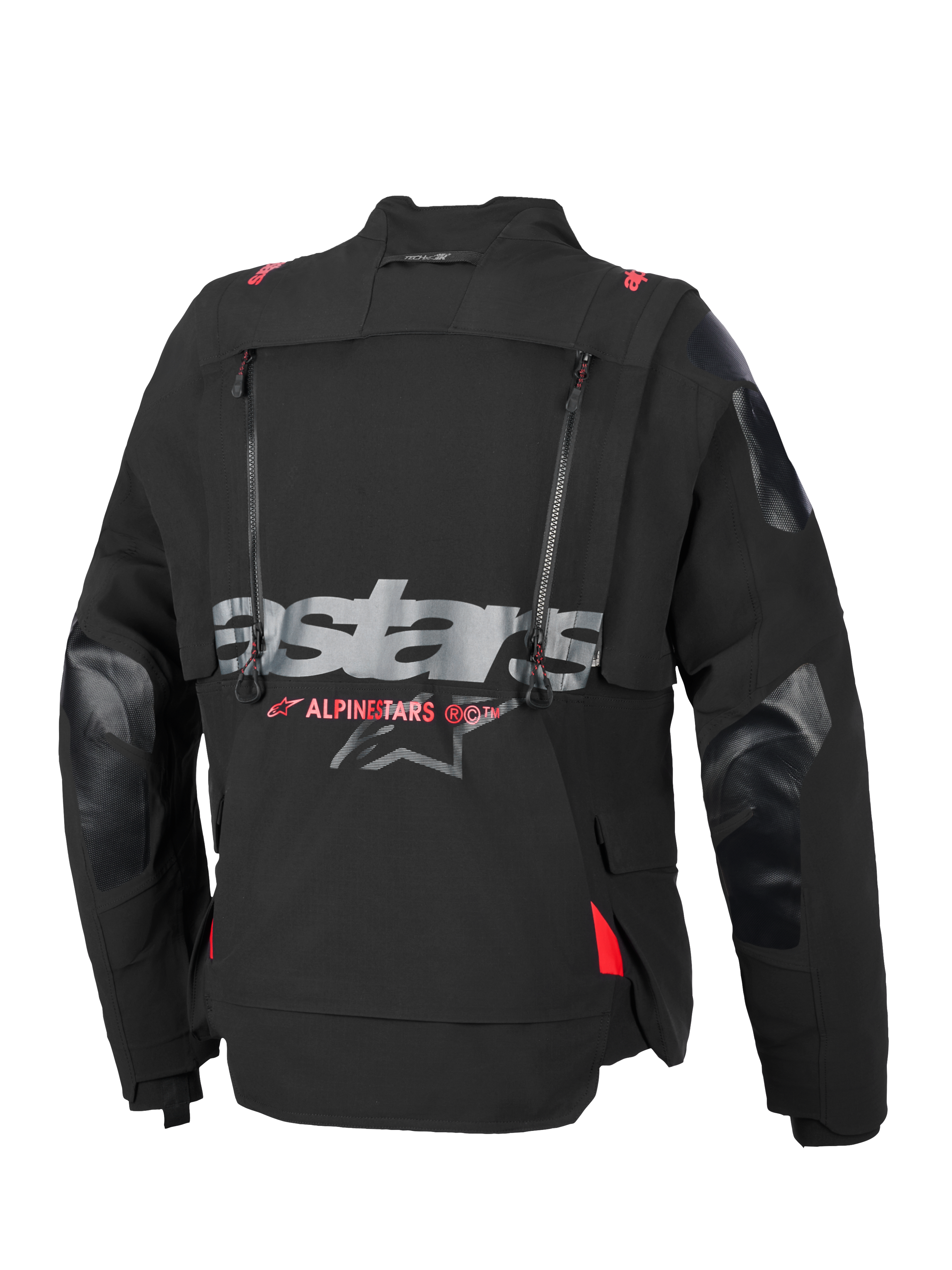 Alpinestars Halo Pro Drystar® XF lamineret jakke, adventure motorcykeljakke, sort og Dark Shadow, modulær 3-lags tekstilkonstruktion med vandtætte lynlåse og ventilationspaneler, designet til terrænkørsel