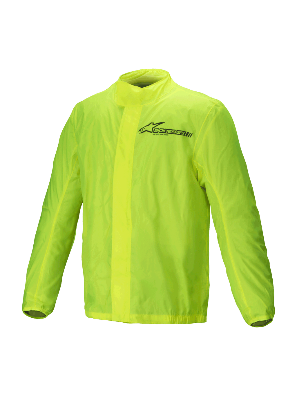 Alpinestars Hurricane Rain V2 Jakke, gul fluo vandtæt motorcykelregnjakke med let pakbar konstruktion og reflekterende Alpinestars-ordmærke