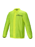 Alpinestars Hurricane Rain V2 Jakke, gul fluo vandtæt motorcykelregnjakke med let pakbar konstruktion og reflekterende Alpinestars-ordmærke