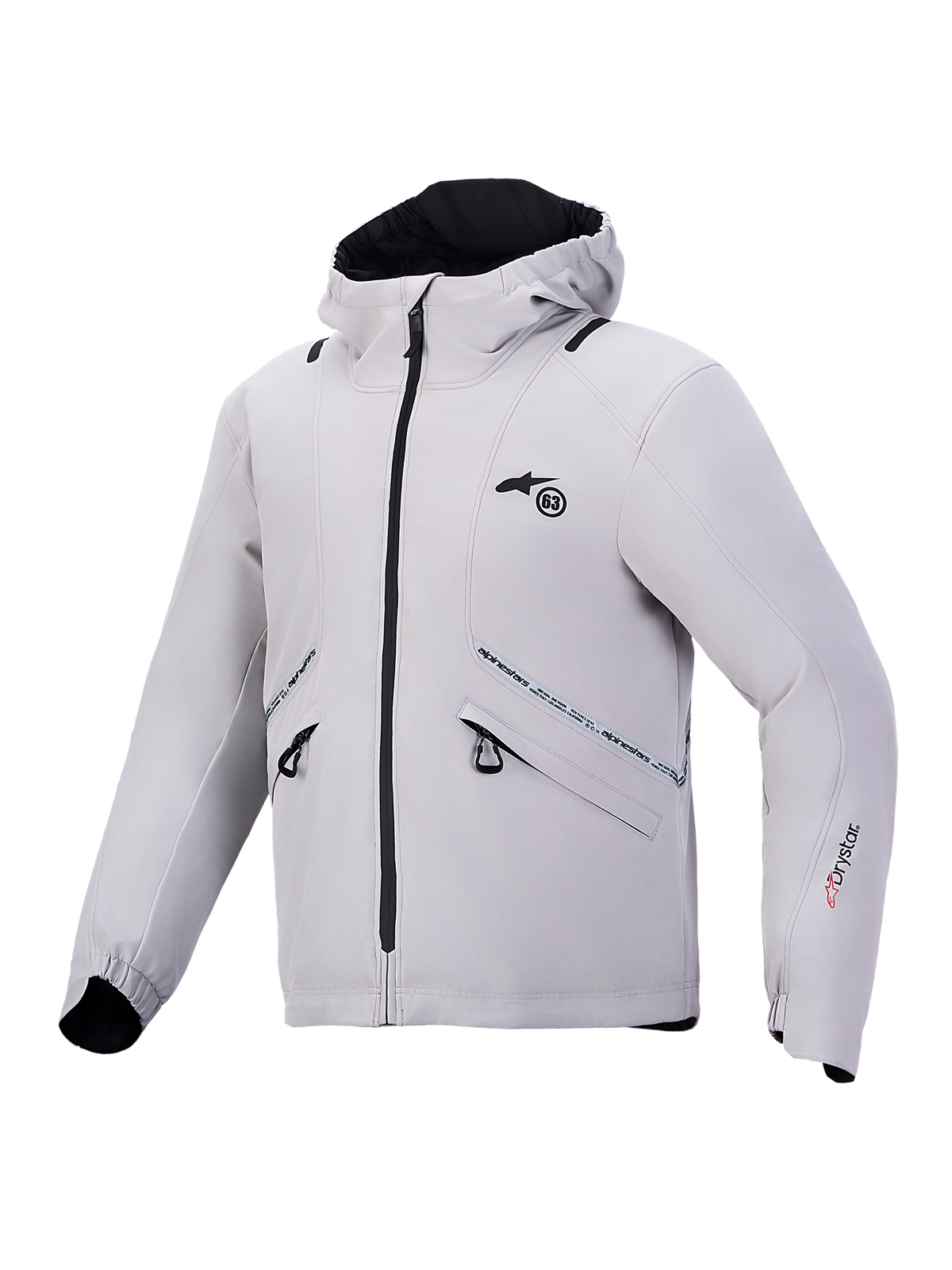 Alpinestars C-5 Drystar jakke, vandtæt urbet motorcykeljakke, lys grå og sort med integreret hætte og CE-beskyttelse