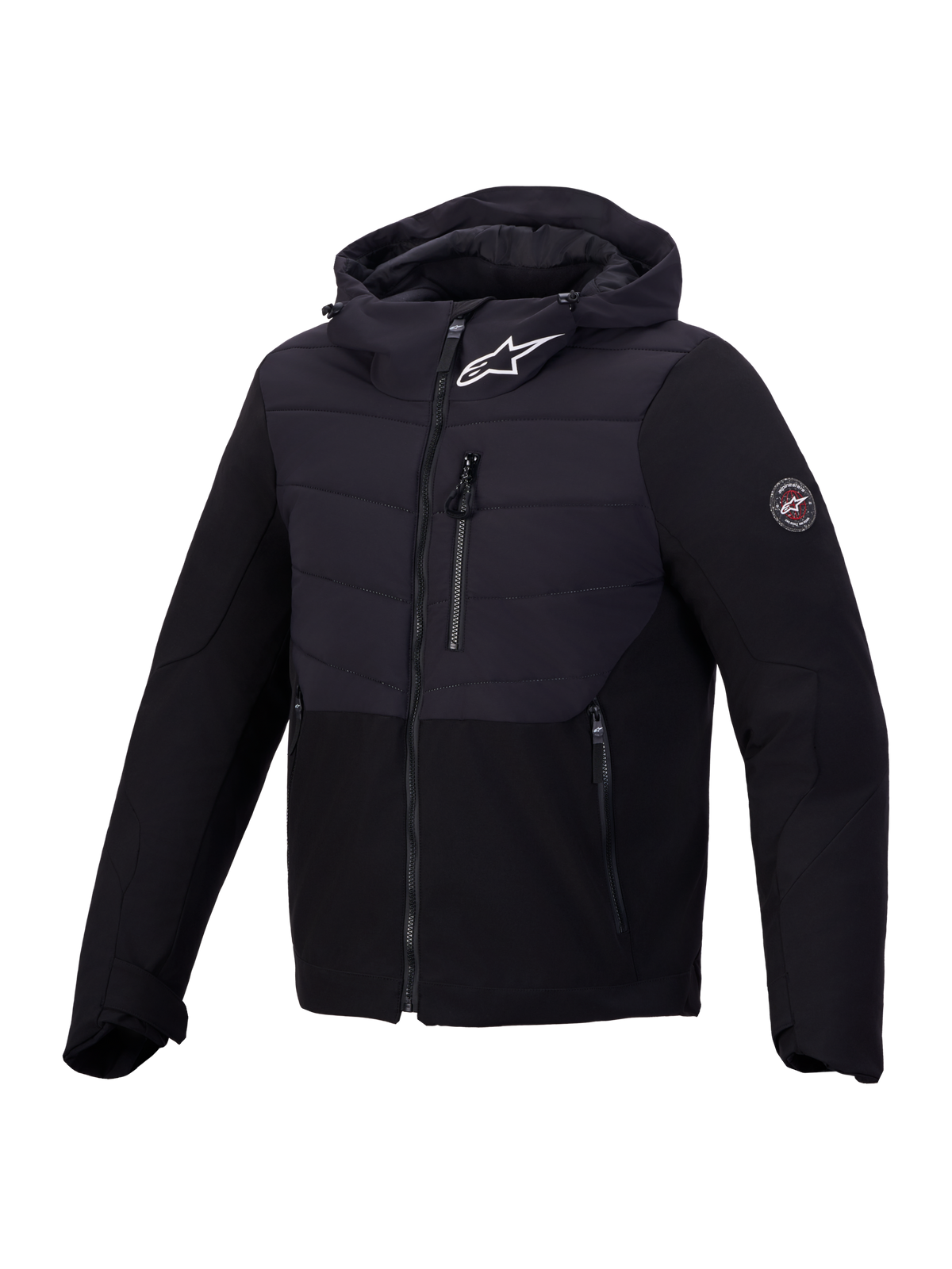 Alpinestars Therma Tech WP Jakke, sort vandtæt motorcykeljakke med hætte og CE-certificeret beskyttelse
