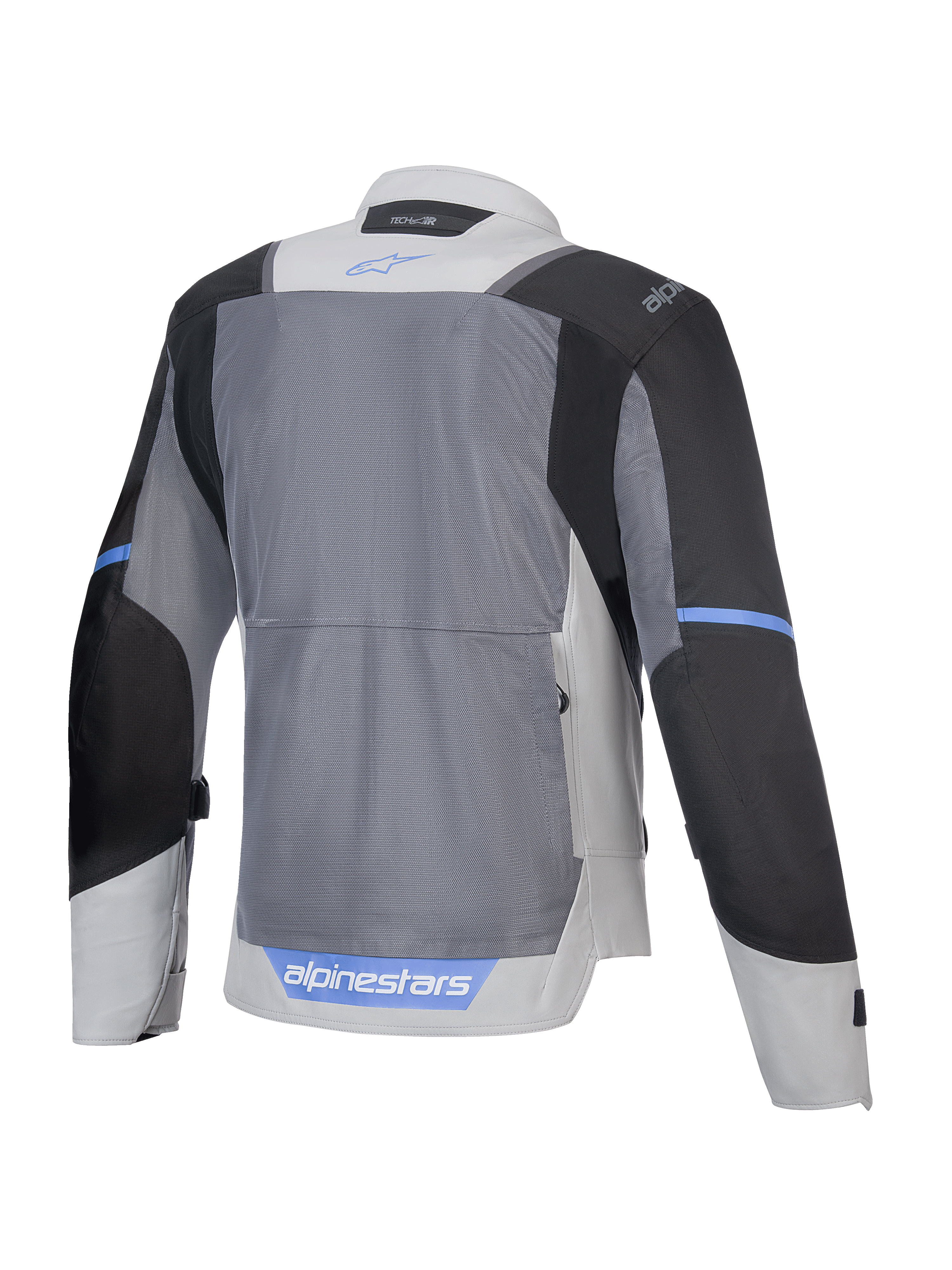 Alpinestars ST-2 Air Jakke, herre-motorcykel touringjakke set bagfra, lysegrå, mørkegrå og sort, CE-certificeret, mesh-paneler og Tech-Air klar