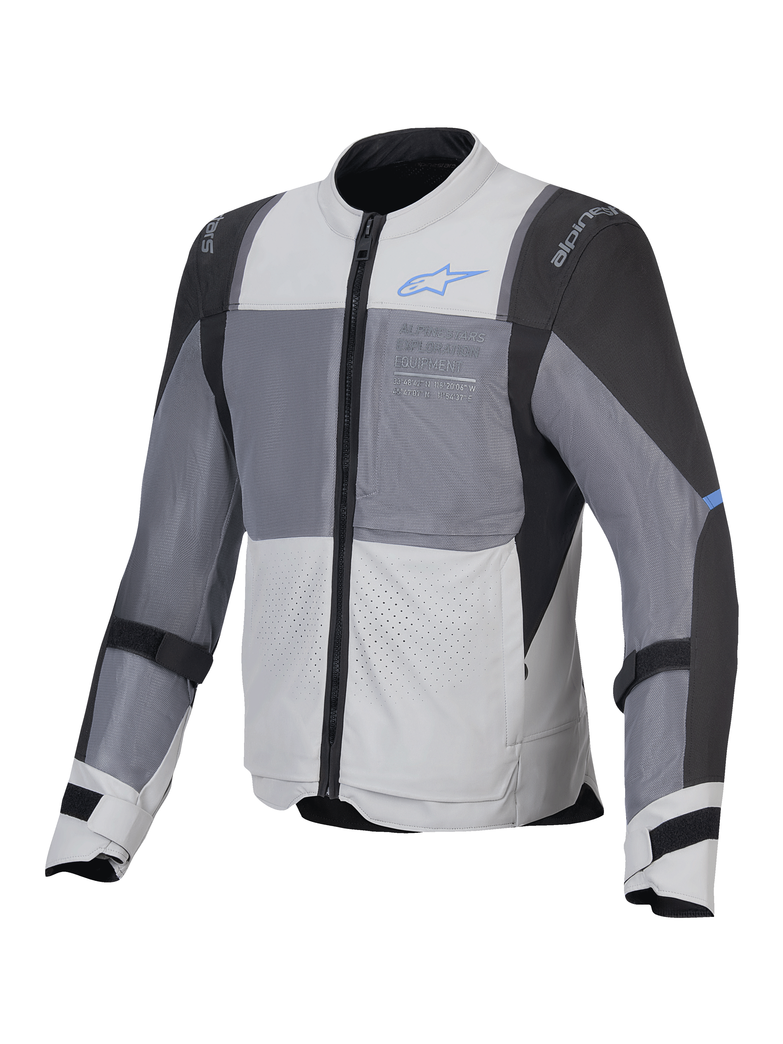Alpinestars ST-2 Air Jakke, herre-motorcykel touringjakke, isgrå, mørkegrå og sort, CE-certificeret med mesh-ventilationspaneler og Nucleon Flex Plus-beskyttere