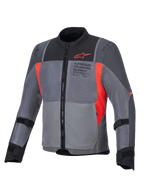 Alpinestars ST-2 Air Jakke, herre-motorcykeljakke i grå og rød tekstil med mesh-paneler og CE-certificeret beskyttelse.