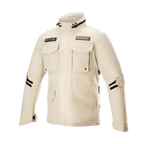 Alpinestars MO.ST.EQ Field Waterproof Primaloft jakke, urban motorcykeljakke, Sand Military, fire frontlommer med klapper, høj krave og sorte justerbare stropper på ærmerne, moderne streetwear-design med vandtæt ripstop-konstruktion