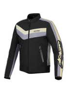 Alpinestars T-Dyno Water Resistant Jacket, men's textile motorcycle riding jacket, Black, Dark Gray, and Ecru, CE certified with vintage-inspired biker fit