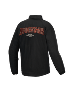 Alpinestars Revved Vandafvisende Jakke, herre-motorcykeljakke set bagfra, sort med 3D-broderi på ryggen, CE-certificeret urban coach-jakke
